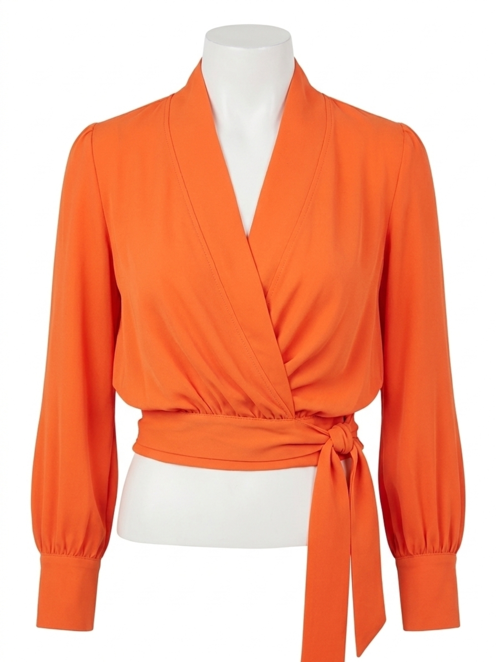 NEW APRICOT soft twill wrap top in orange